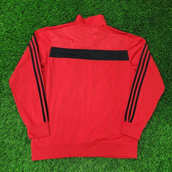 ADIDAS Trefoil Track Jacket Large 22x27 Red Black Trim - Picture 2 of 16
